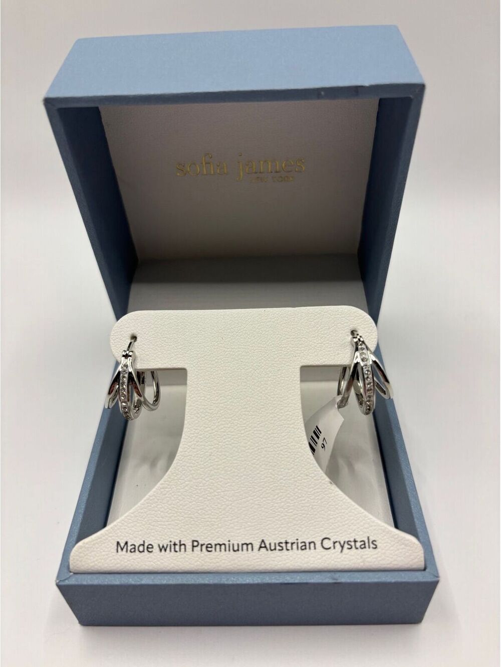 Sofia James Silver Tone Australian Crystal Triple Hoop Earrings